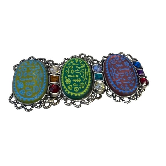 Chico's Luxor Multicolor Oval Stretch Statement Bracelet Large - Picture 2 of 9